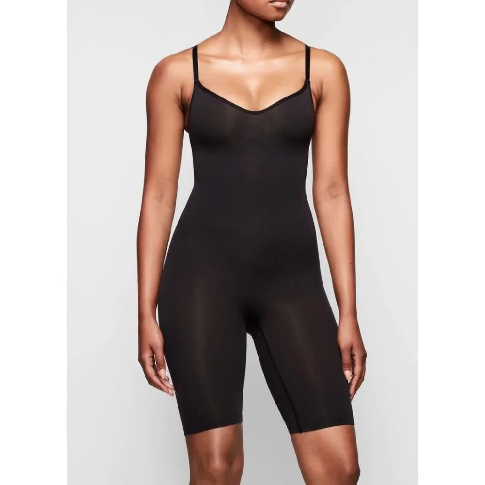 NWOT SKIMS SCULPTING BODYSUIT MID THIGH W. OPEN GUSSET SZ 2X/3X IN BLACK